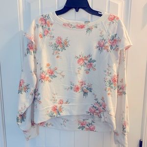 Lou&Grey Women’s Floral Ruffle Sweatshirt- Size Medium